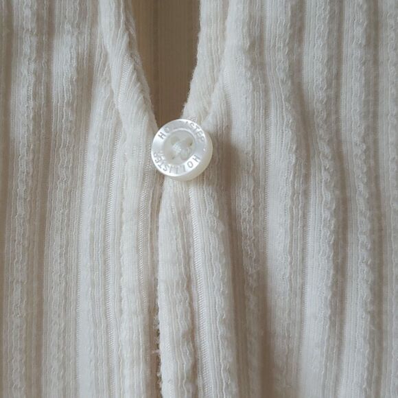 HOLLISTER RIBBED KNIT FAUX CARDIGAN CREAM IVORY OFF-WHITE SIZE MEDIUM 90s Y2K - Picture 4 of 9